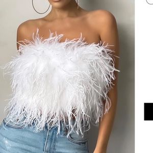Club L.  London Dream Daze White Feather Bandeau Crop Top Size 10